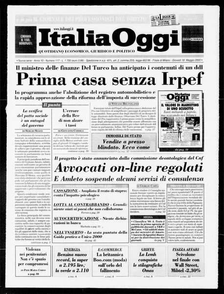 Italia oggi : quotidiano di economia finanza e politica